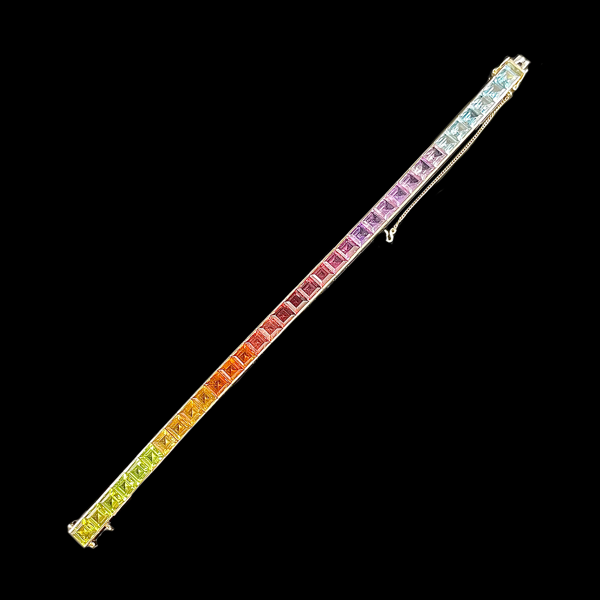 14K Yellow Gold Multi-Gemstone Rainbow Bracelet Layed Out.png