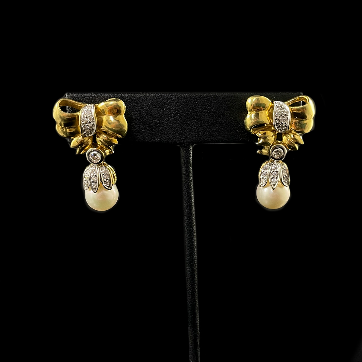 18K Yellow Gold Pearl and Diamond Earrings 2.png