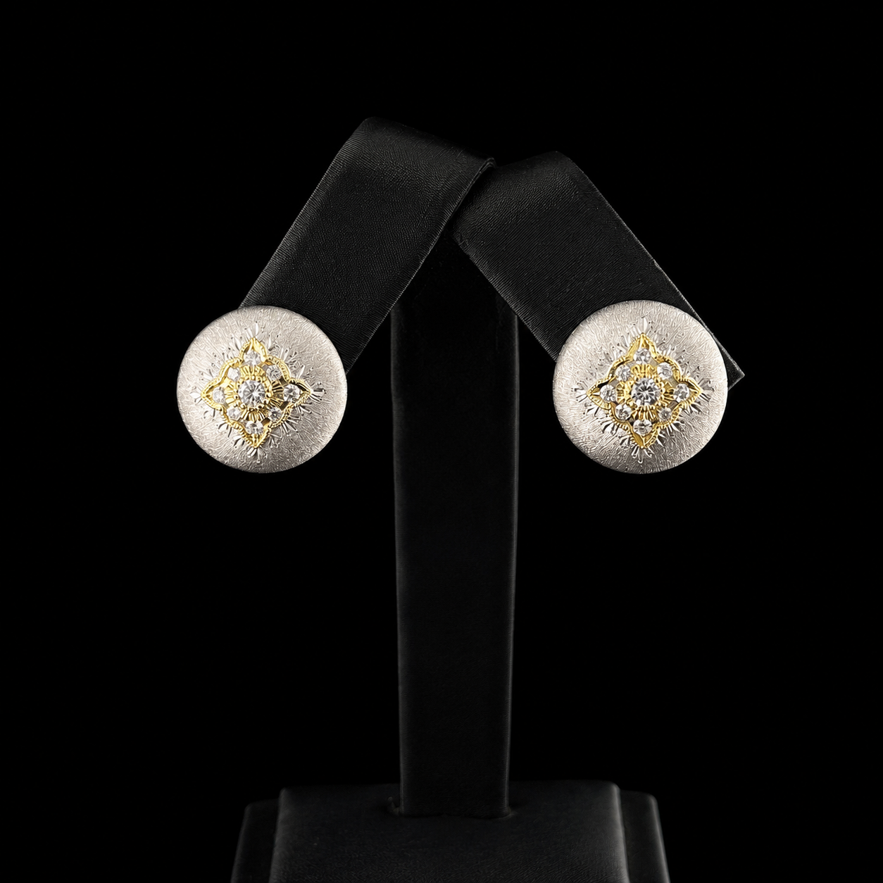 18K White : Yellow Gold Buccellati-Style Diamond Earrings.png