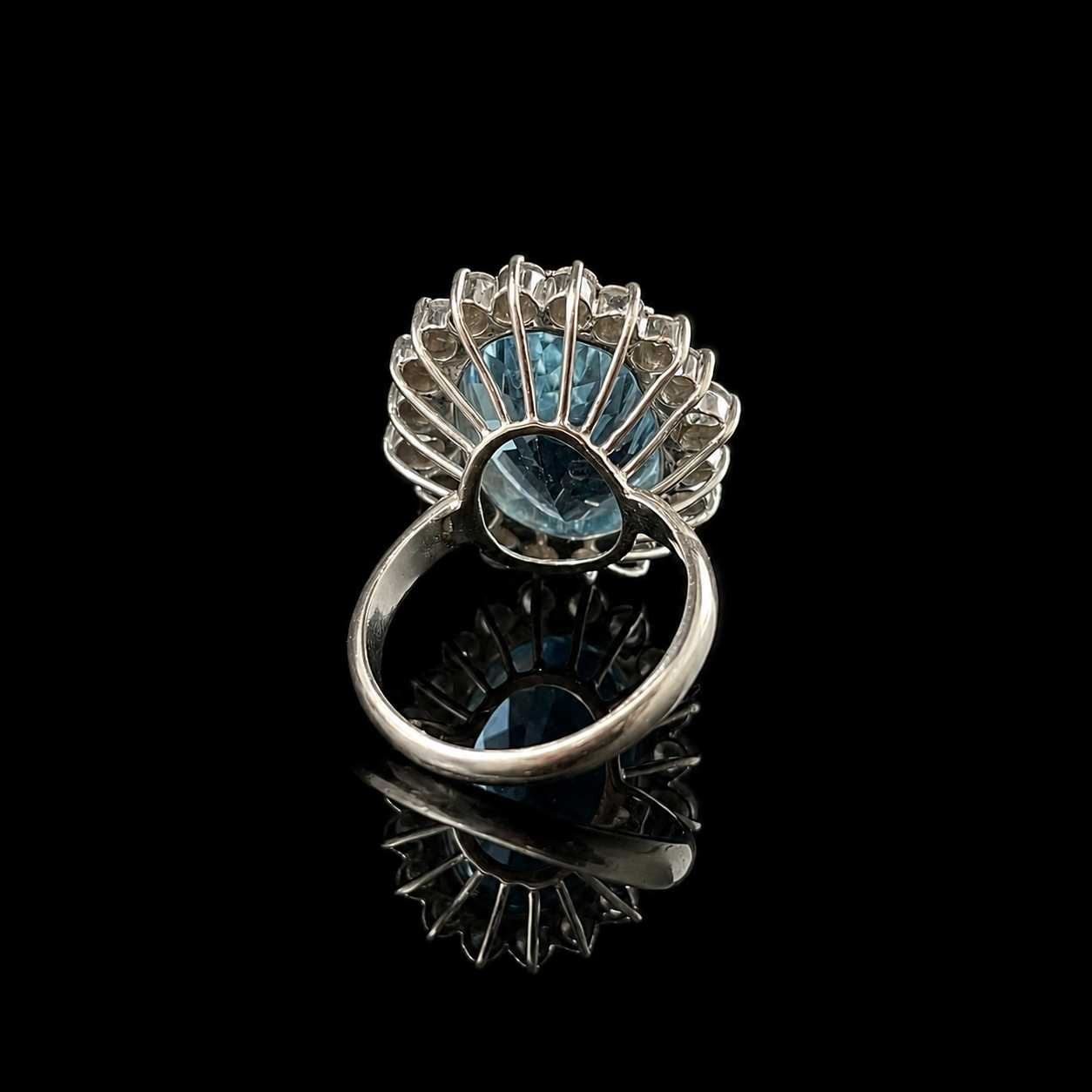 14K White Gold Aquamarine and Diamond Cocktail Ring Back.png