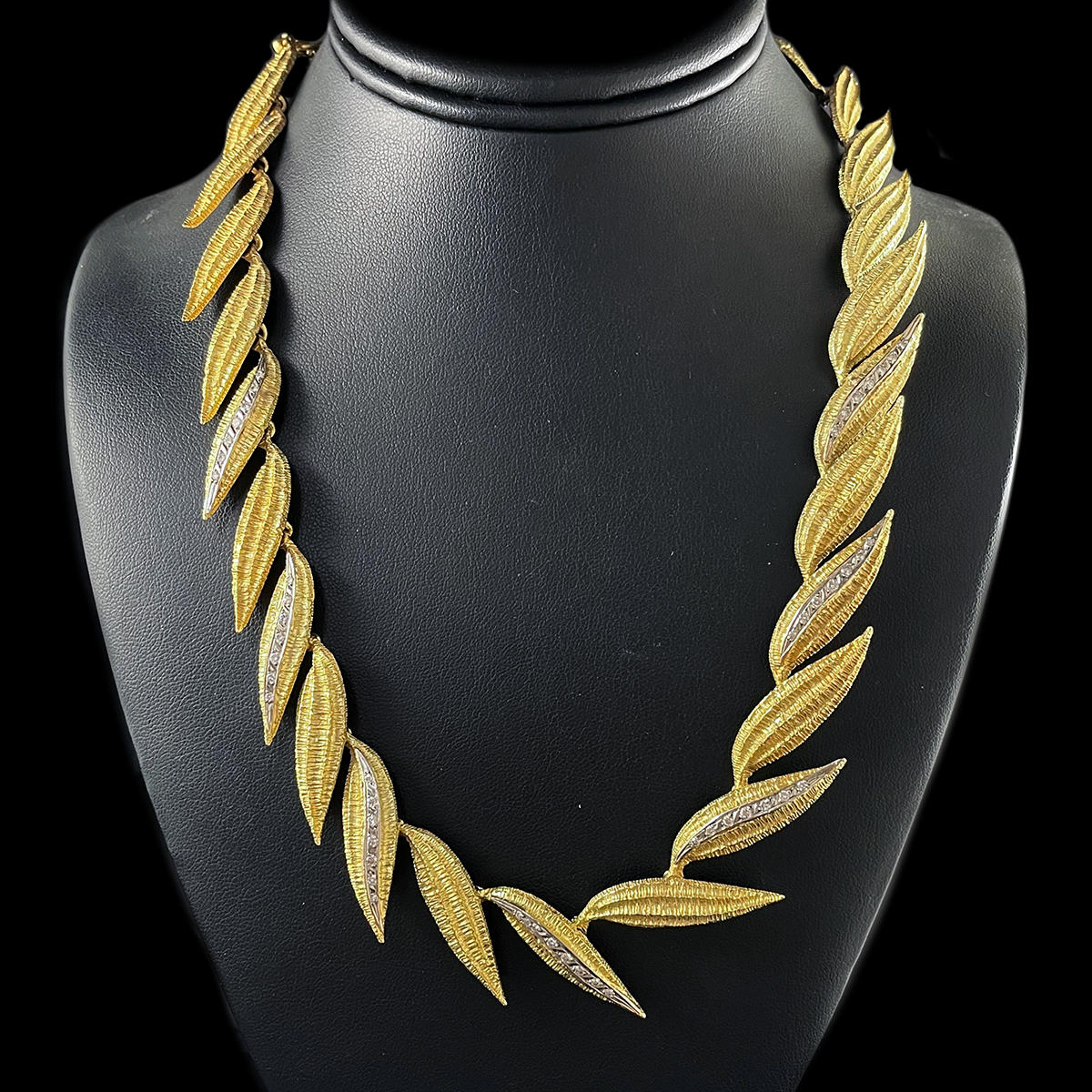 18K Yellow Gold Diamond Leaf Necklace.png