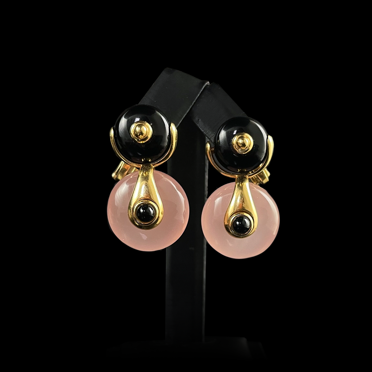 Marina B Pneu Earrings with Interchangeable Gemstones Rose Quartz.png