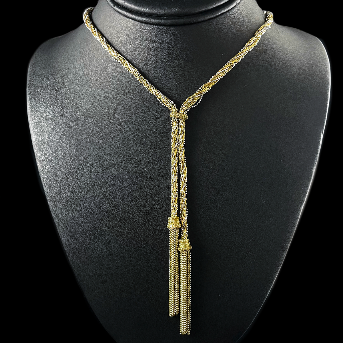18 Yellow and White Gold Scissor-Cut Tassel Necklace.png