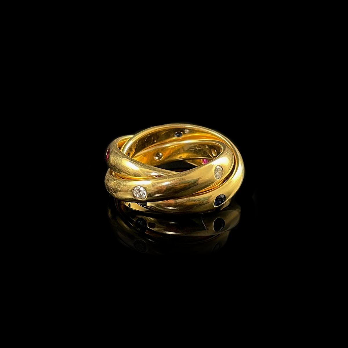 18K Yellow Gold Cartier Gemstone Trinity Ring Back.png