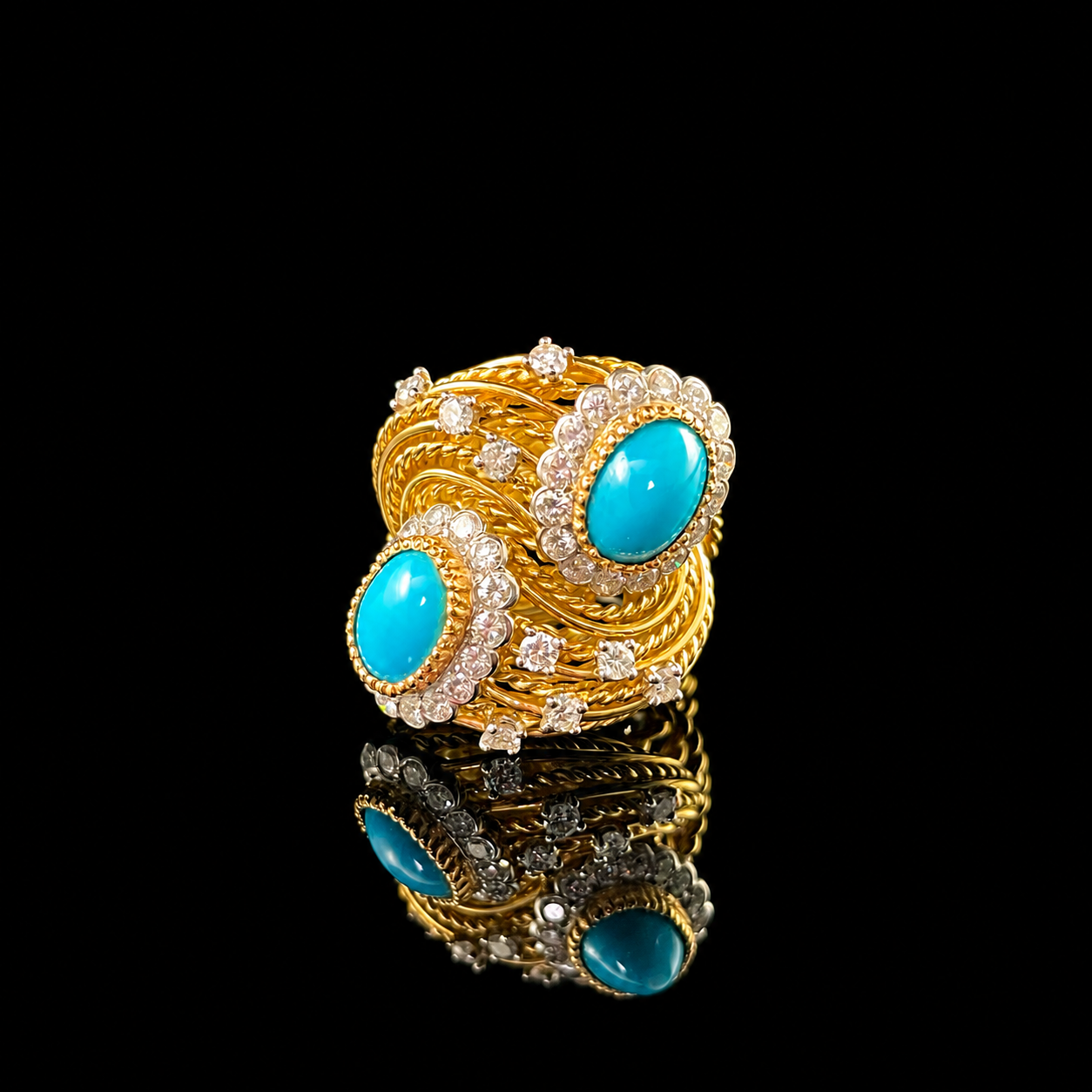 18K Yellow Gold Turquoise and Diamond Rope Ring.png