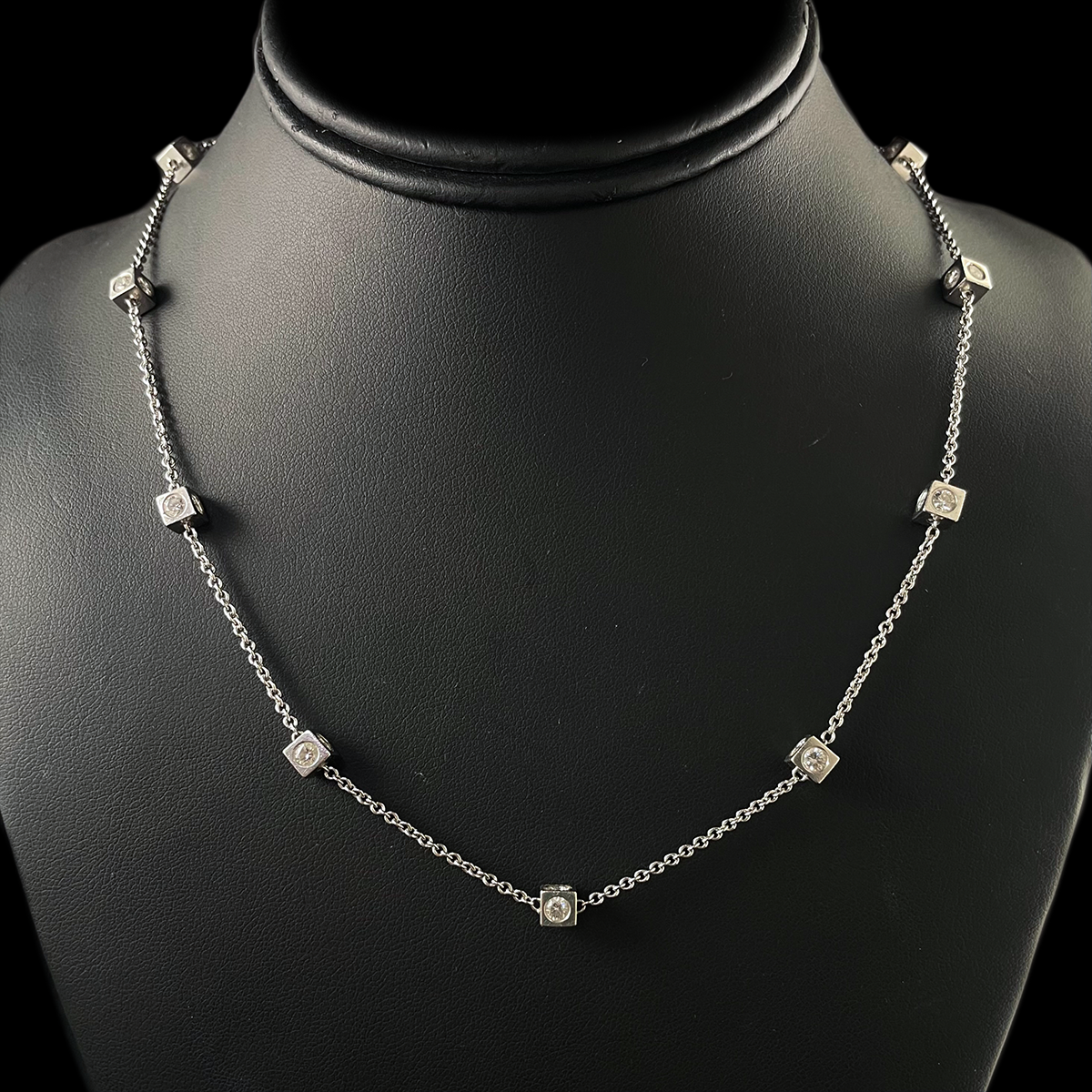 Contemporary 14K White Gold Diamond Cube Necklace.png