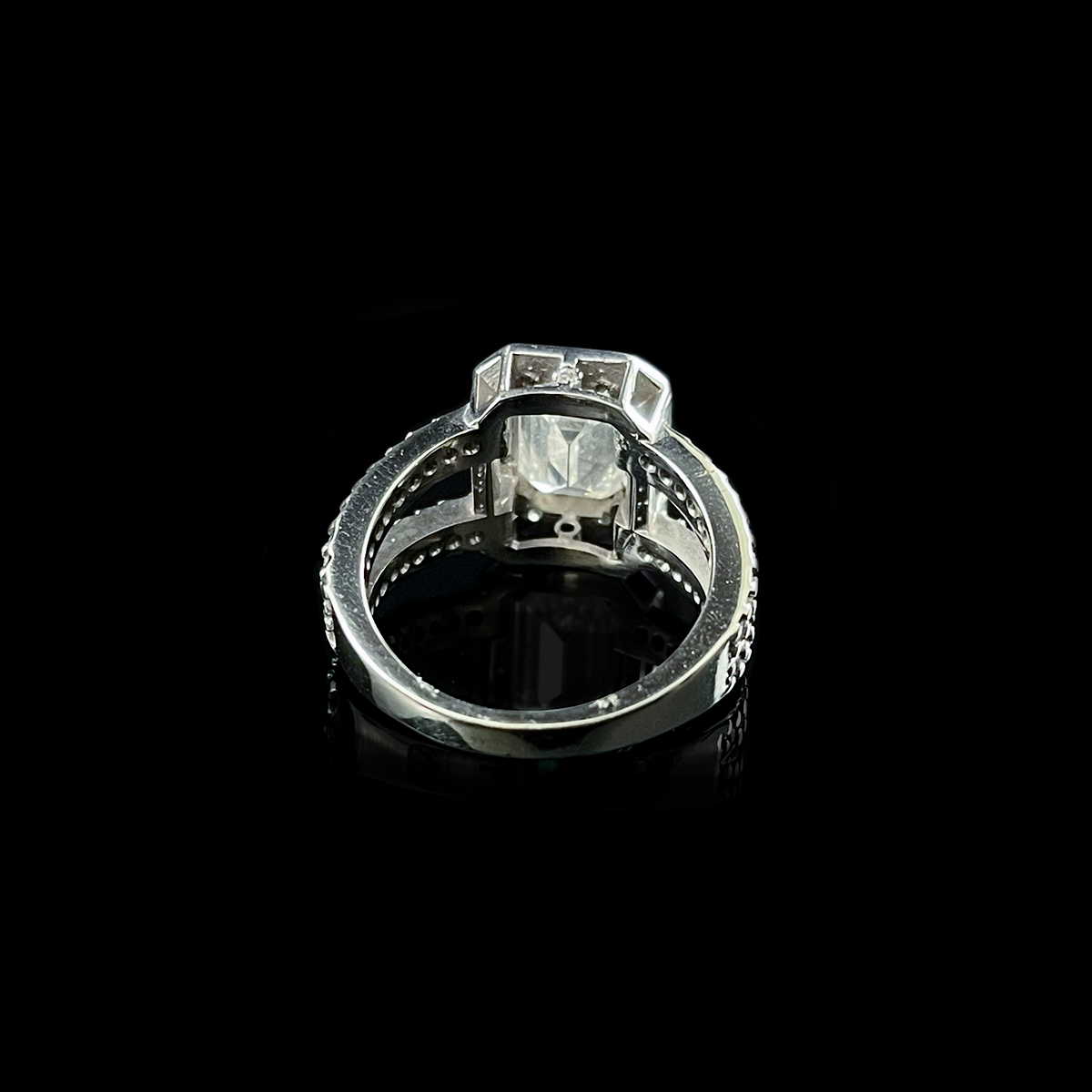 14K White Gold Emerald-Cut Diamond Halo Ring Back.png