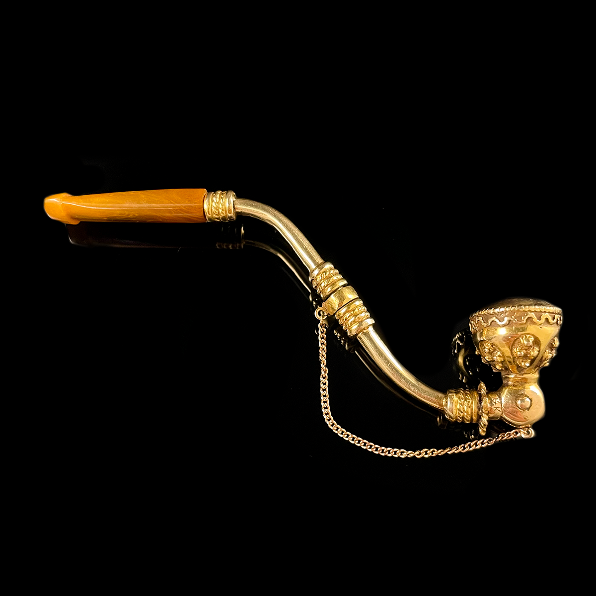 14K Yellow Gold Opium Pipe