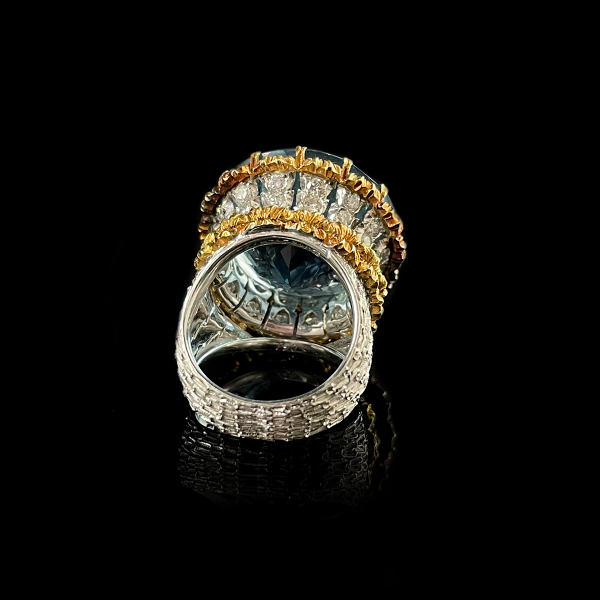 18K White and Yellow Gold Aquamarine Ring signed Buccellati Back.png