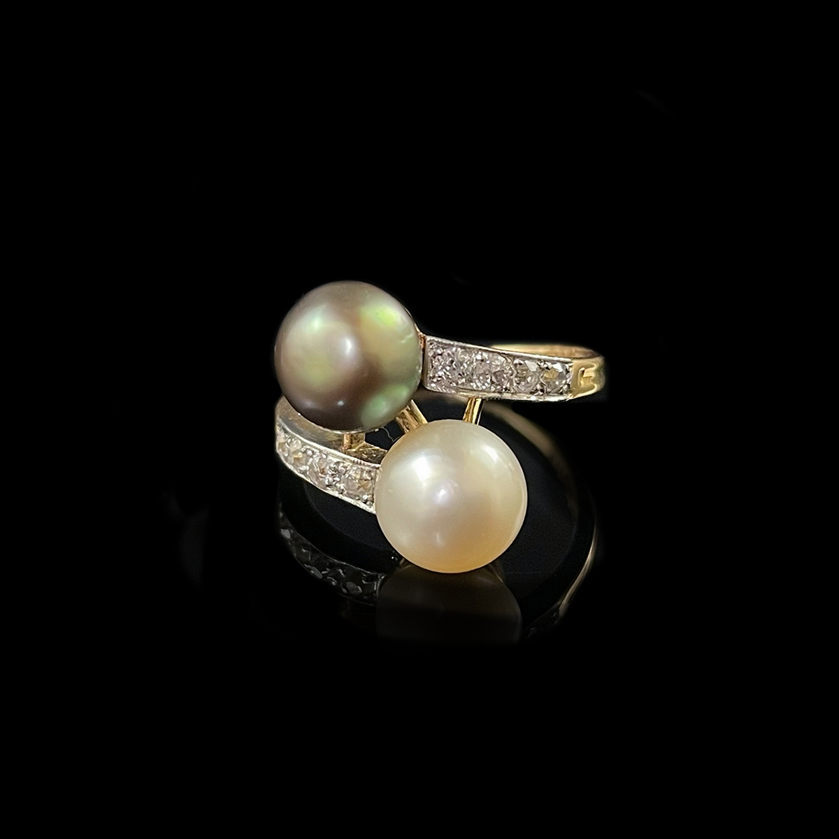 18K Yellow Gold Natural Pearl and Diamond Bypass Ring.png