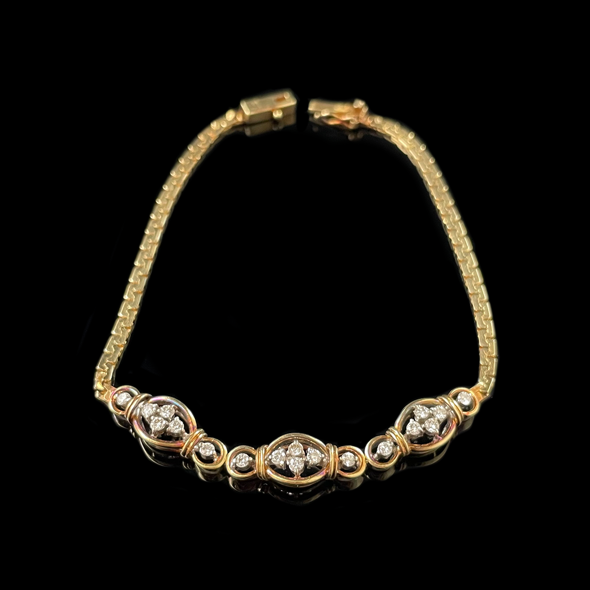 1960's 14K Yellow Gold Diamond Bracelet.png