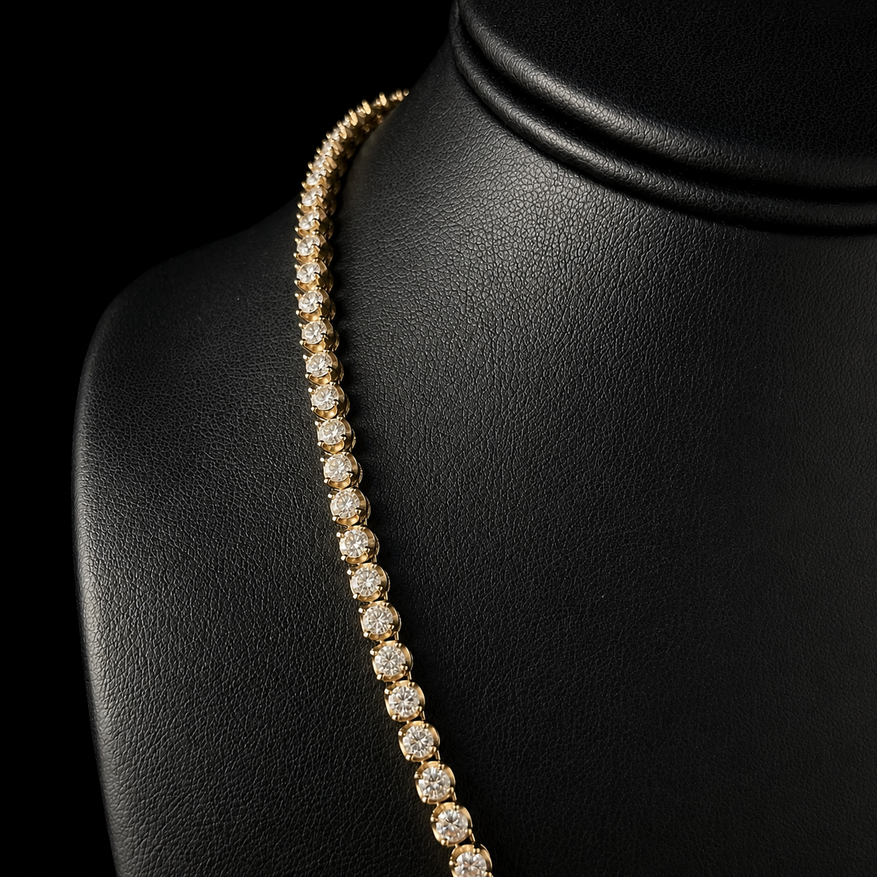 14K Yellow Gold Diamond Tennis Necklace Side.png