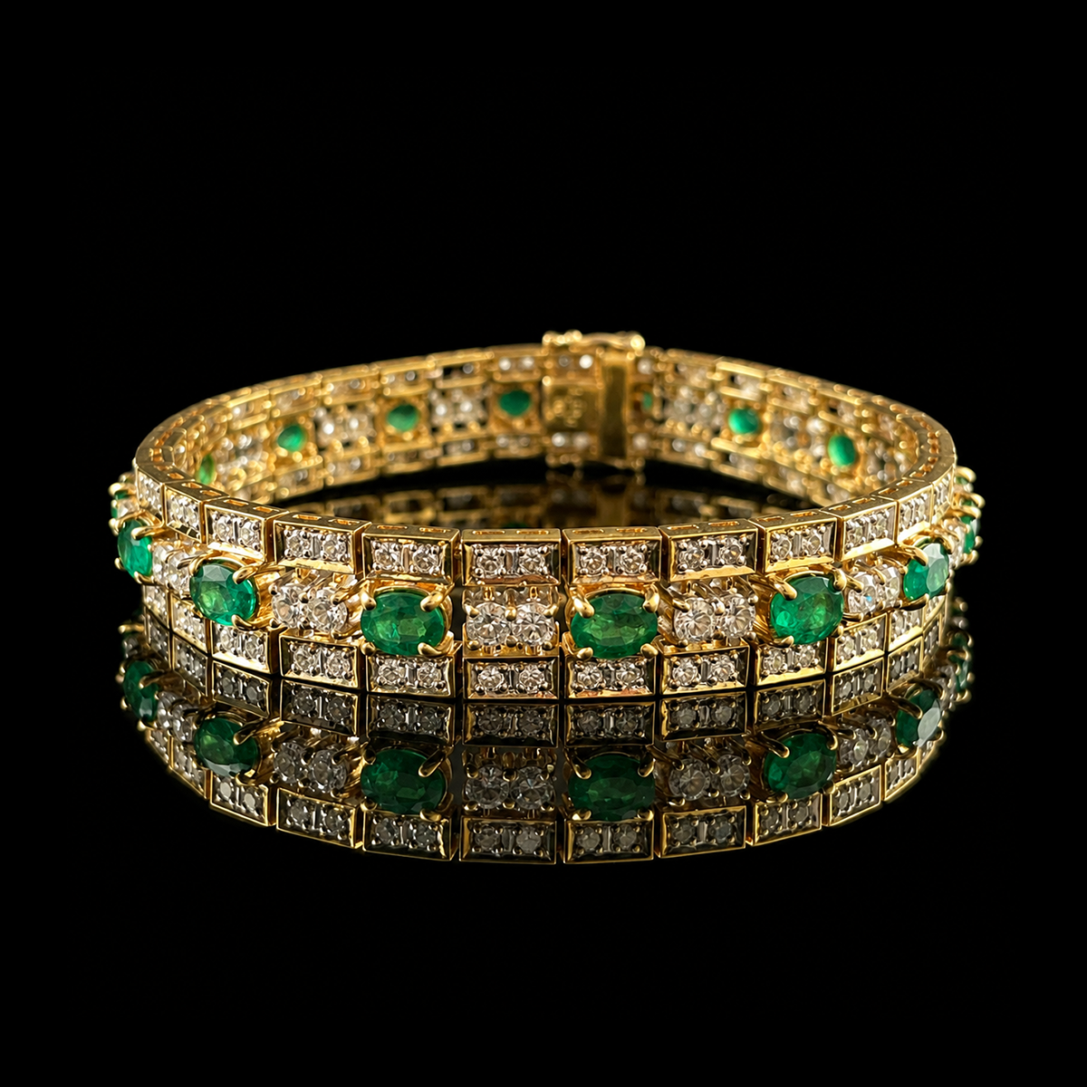 18K Yellow _ White Gold Emerald and Diamond Bracelet.png