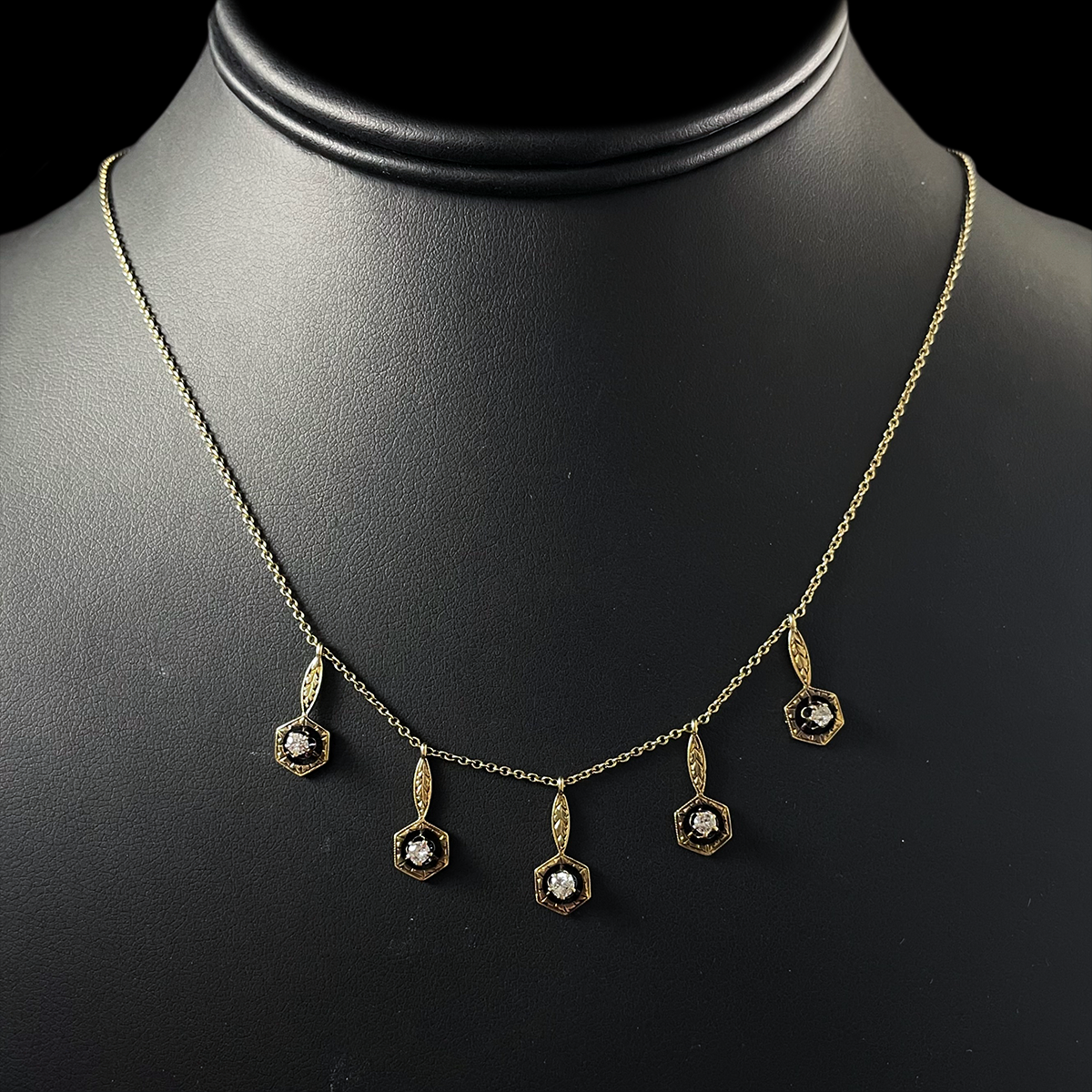 14K Yellow Gold Diamond Hanging Necklace.png