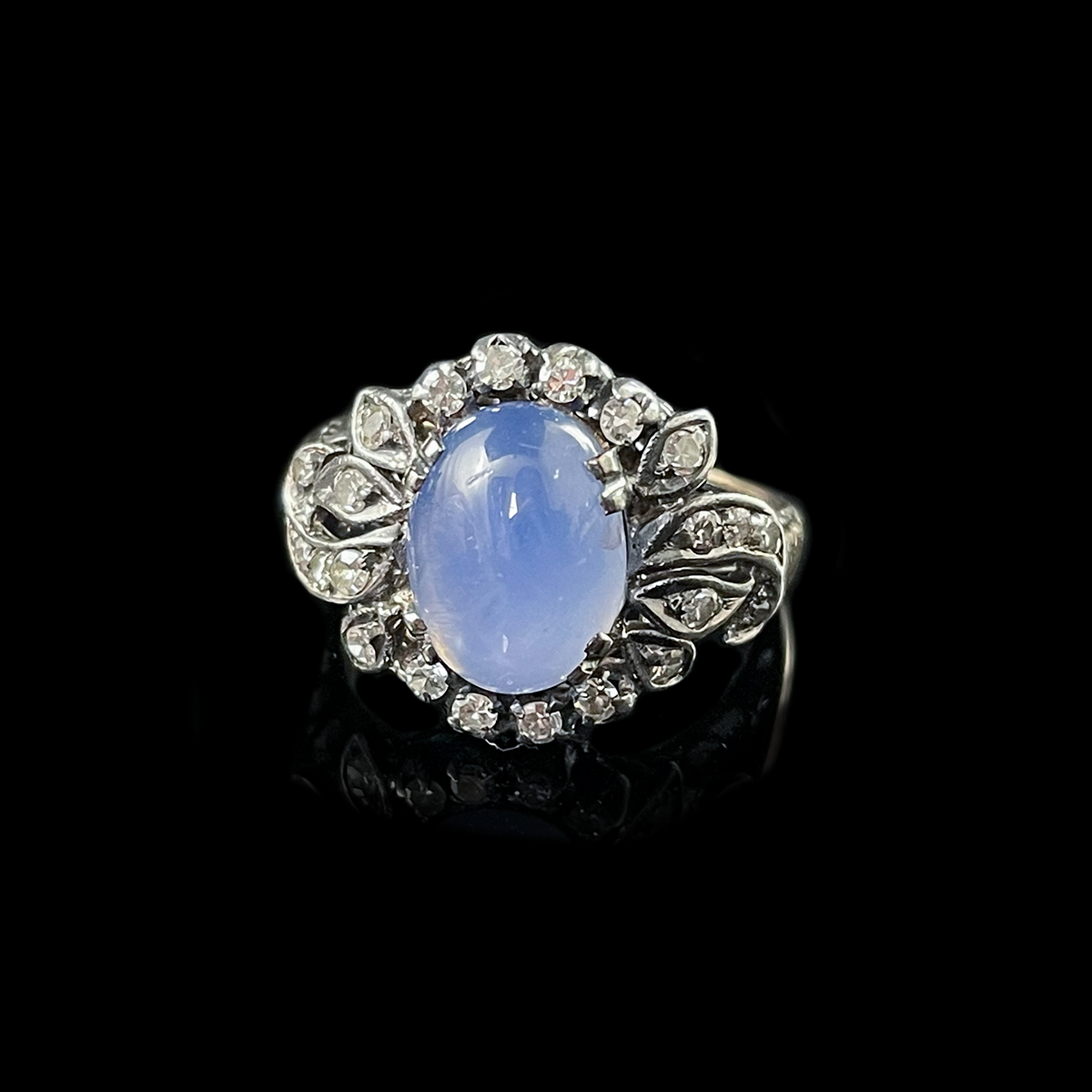 Silver-Topped 14K Yellow Gold Star Sapphire and Diamond Ring.png