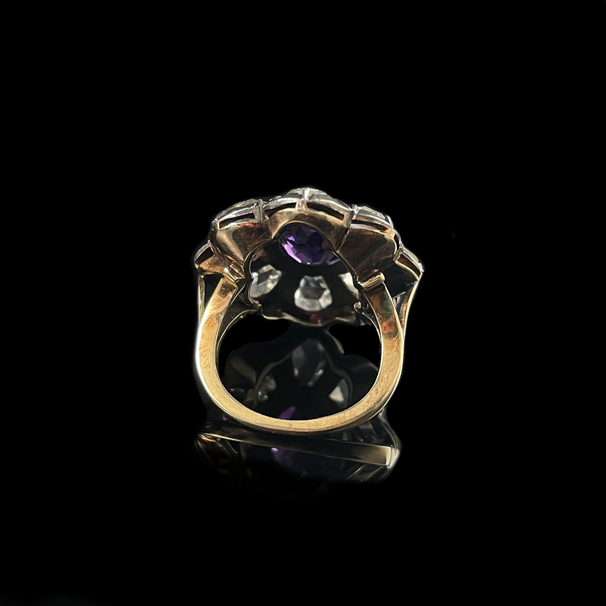 14K Yellow Gold Amethyst and Rose-Cut Diamond RIng Back.png