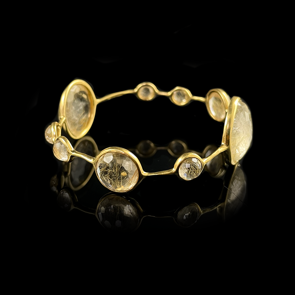 Ippolita Rock Candy 18K Yellow Gold Rutilated Quartz Bangle Side.png