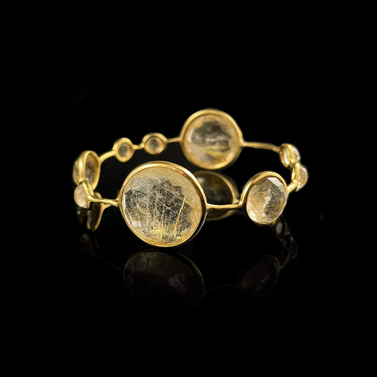 Ippolita Rock Candy 18K Yellow Gold Rutilated Quartz Bangle.png