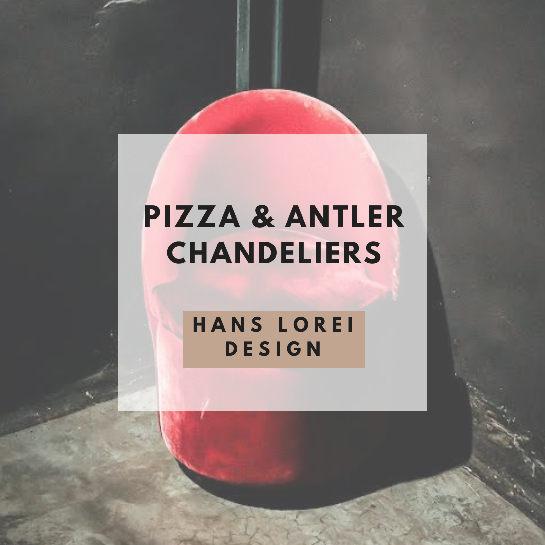 pizza &amp; antler chandeliers 