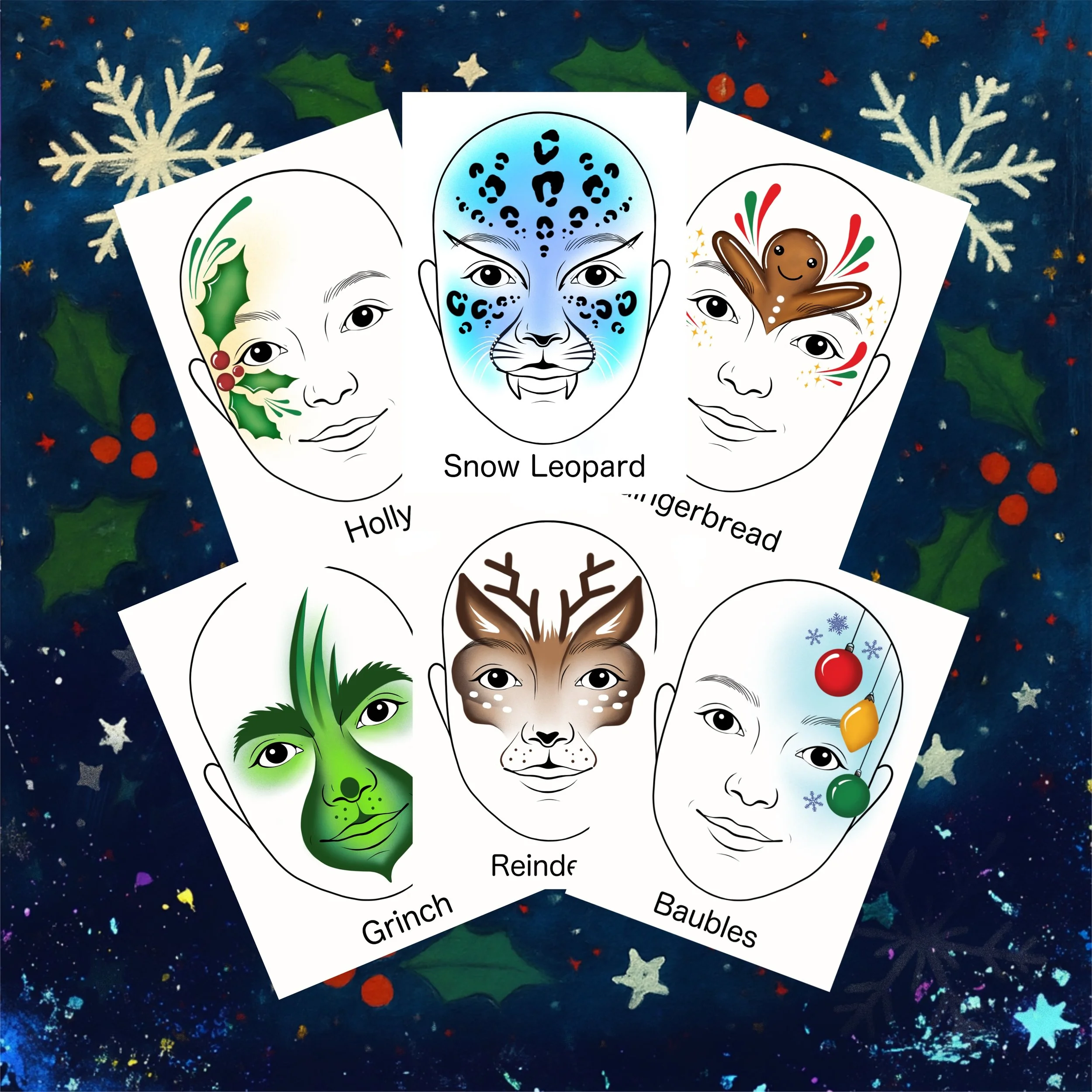 Christmas Face Paint Design Menu *Digital Download*