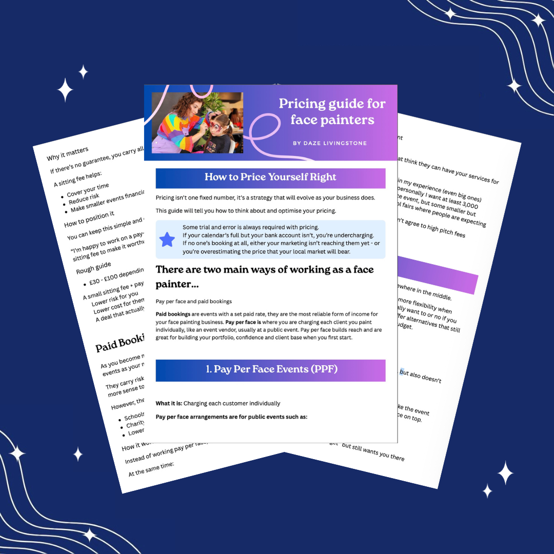 How To Price Yourself Guide For Face Painters *Digital Downloads*