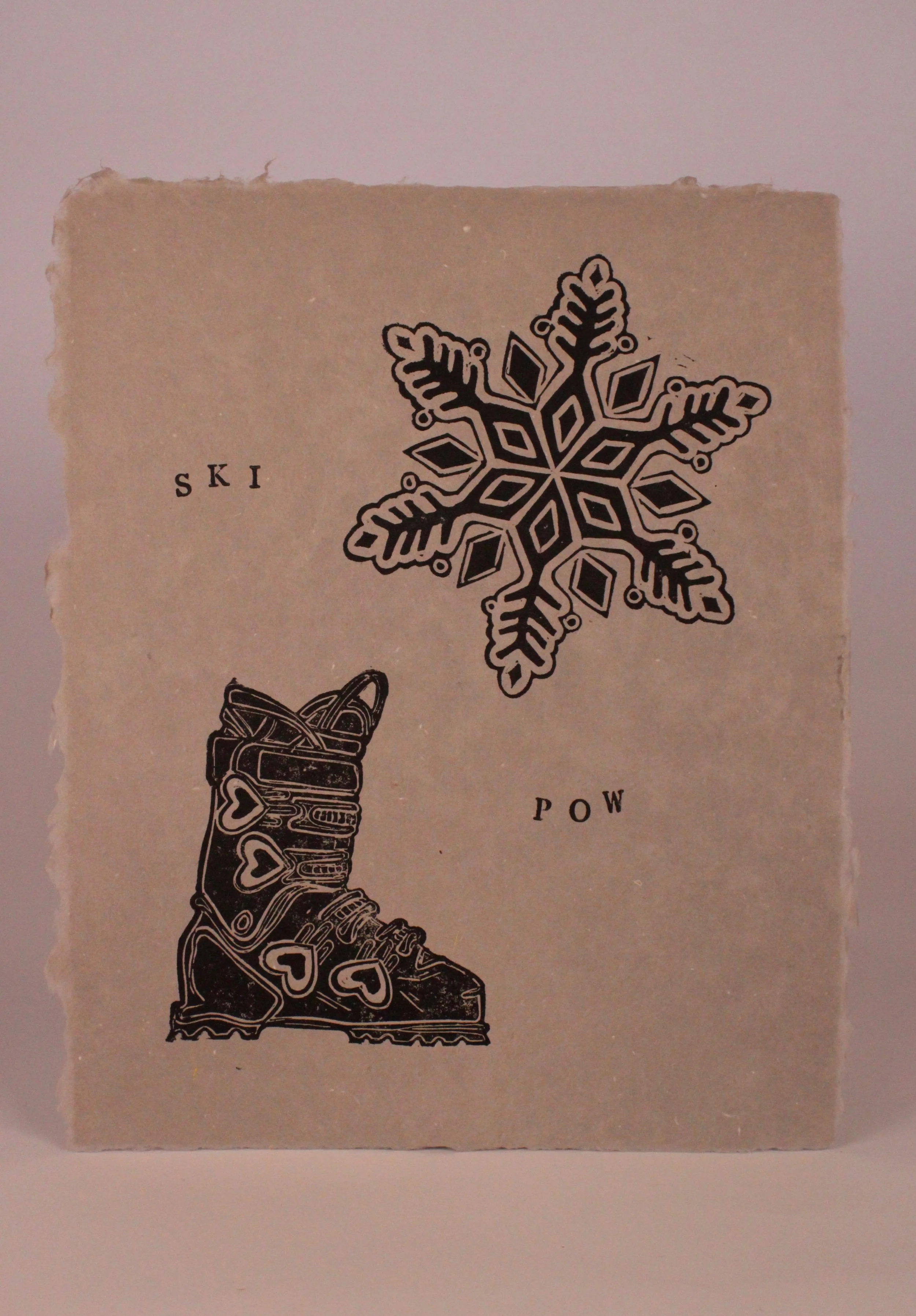 Ski Pow - Grey Paper 9x11"