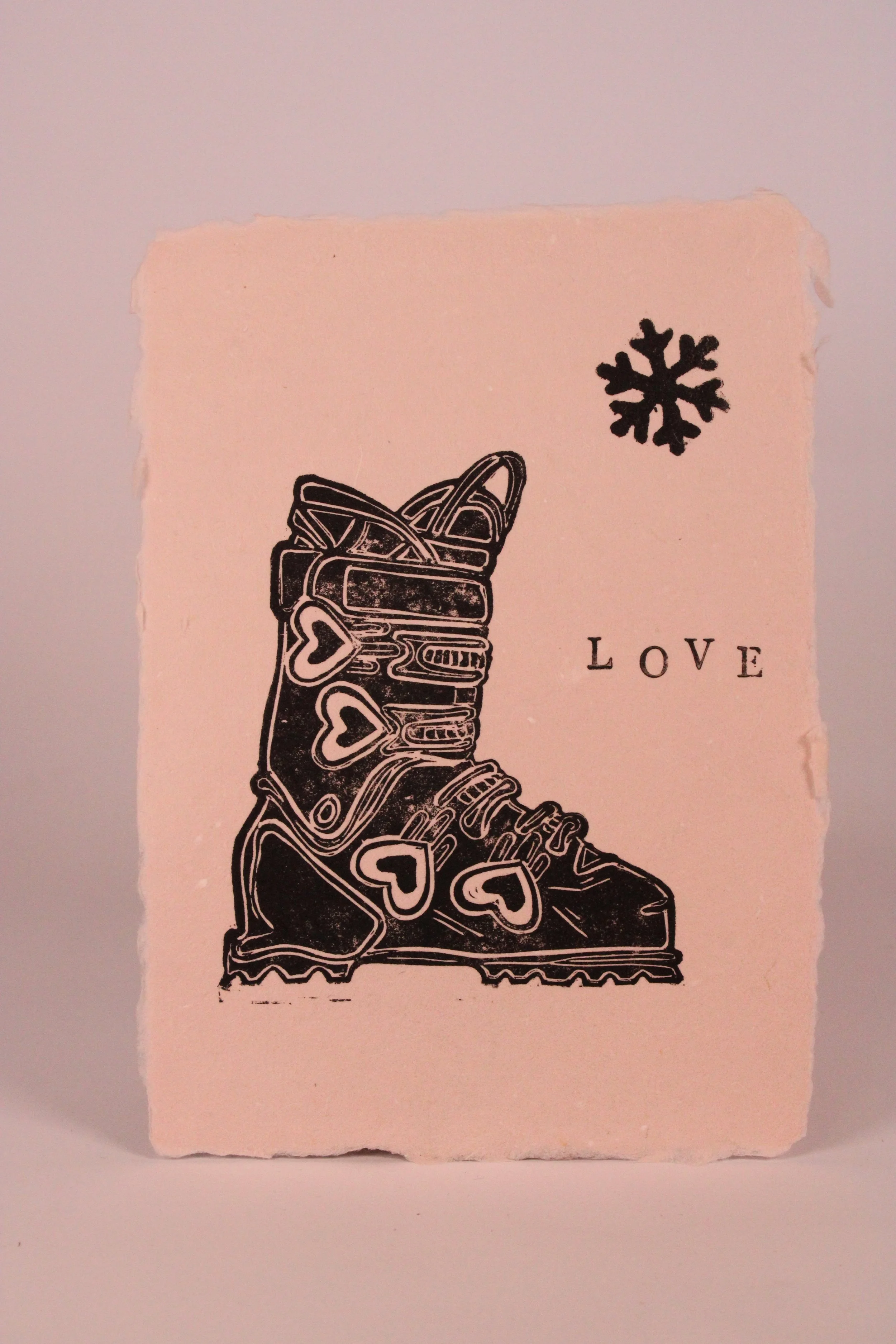 Skier Love - Pink Paper 5x7
