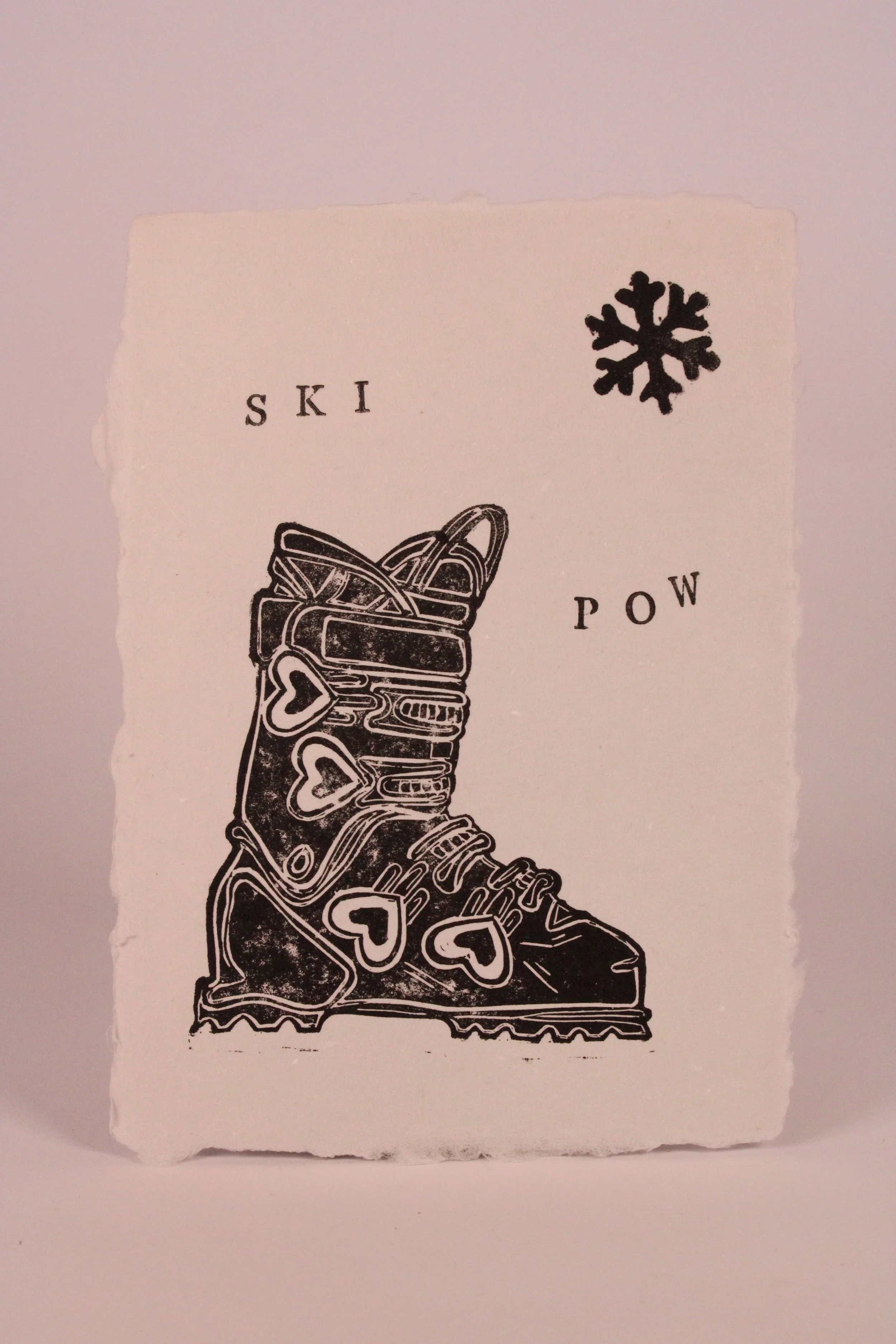 Ski Pow - white paper 5x7"