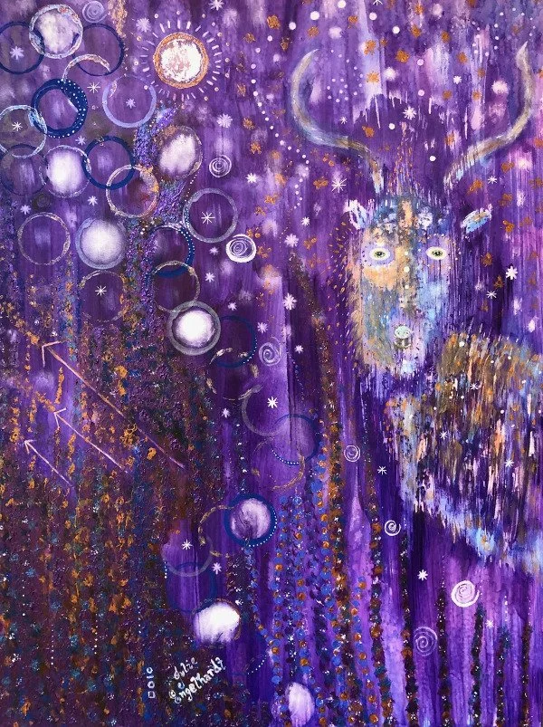 Gem, 2021. Mixed media on clayboard - 
12 x 16" x 1"