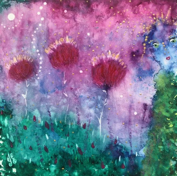 Tree Fae, 2023. Mixed media on clayboard - 5" x 5" x 1"