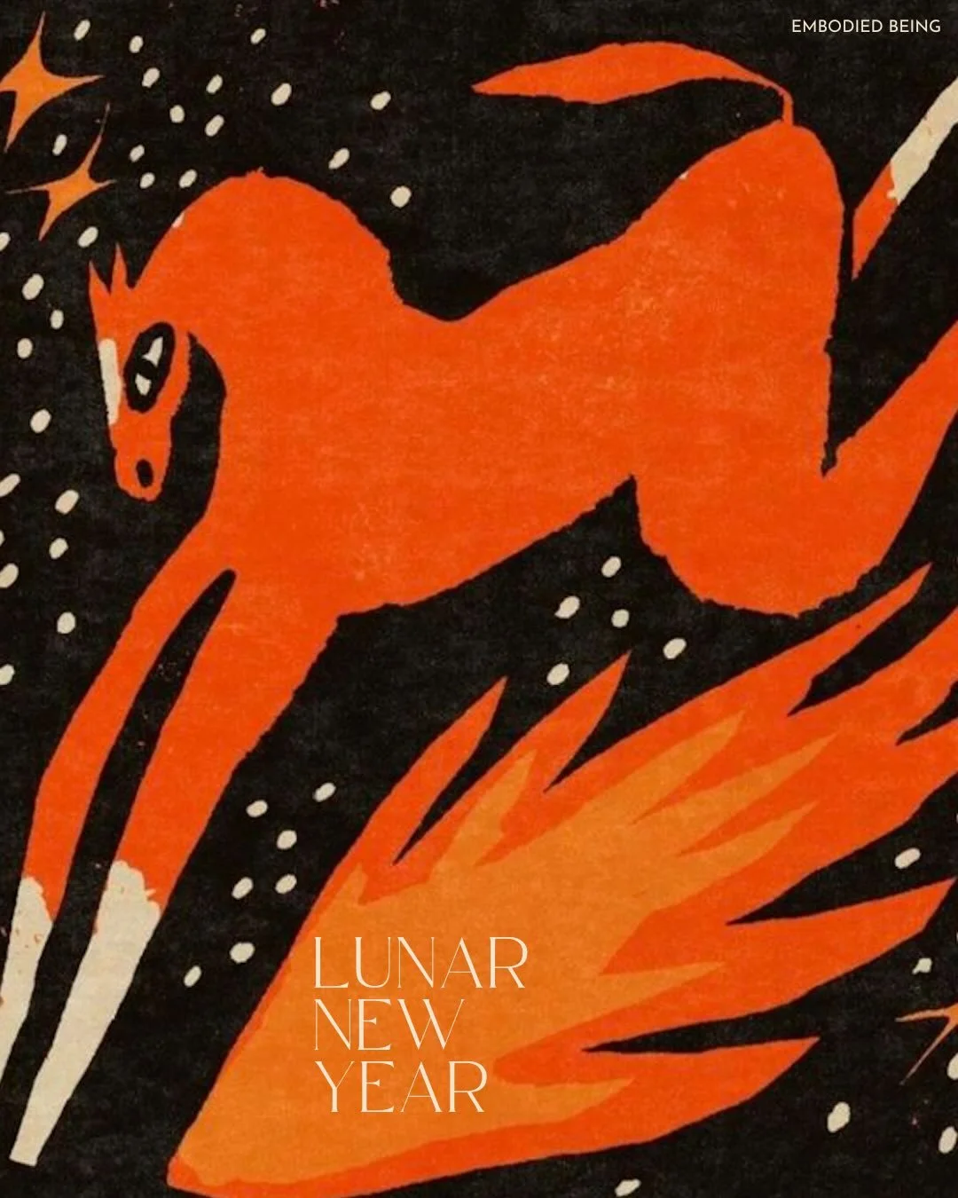 welcome lunar new year 🌙

as part of our monthly moon musings, this month we honor the transition from year of the snake to year of the horse - stepping into confidence, power, passion and embodied momentum 🔥

for the full musing, subscribe to the 