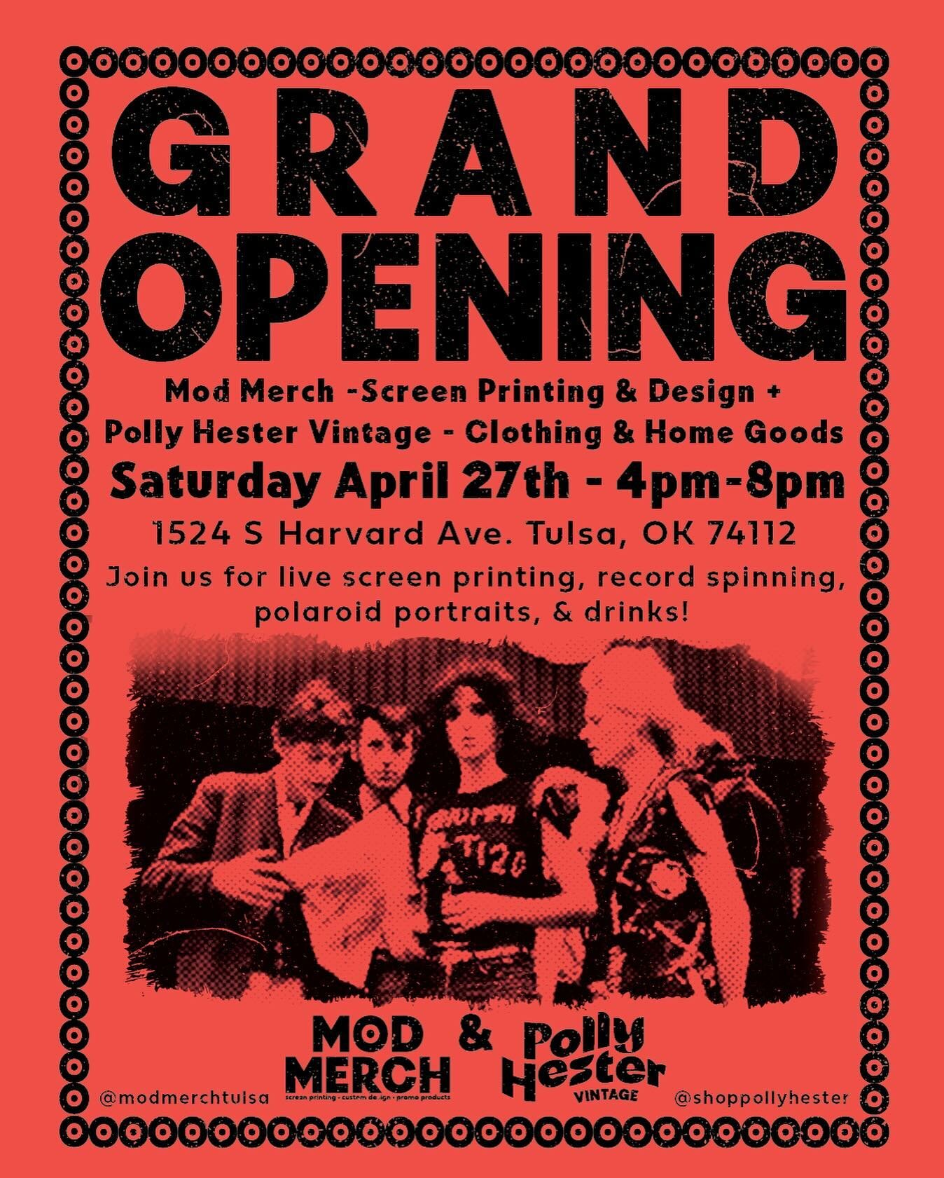 SURPRISE! We are so excited to announce we are opening a brick &amp; mortar shop on Saturday, April 27th alongside our vintage clothing store @shoppollyhester ! 🤩 

Join us from 4-8pm for our grand opening party where we will be live screen printing