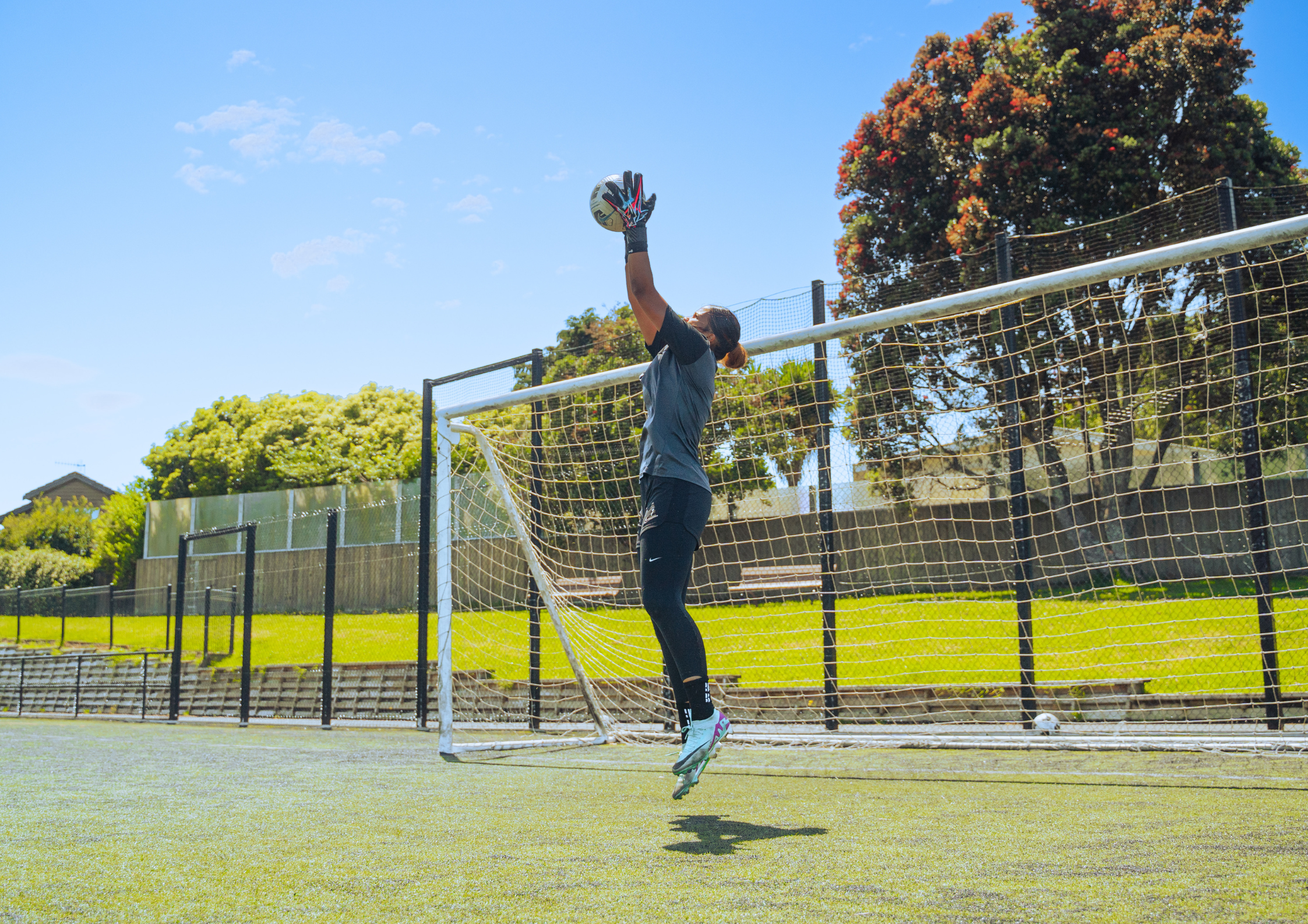 GK jumping to catch a cross