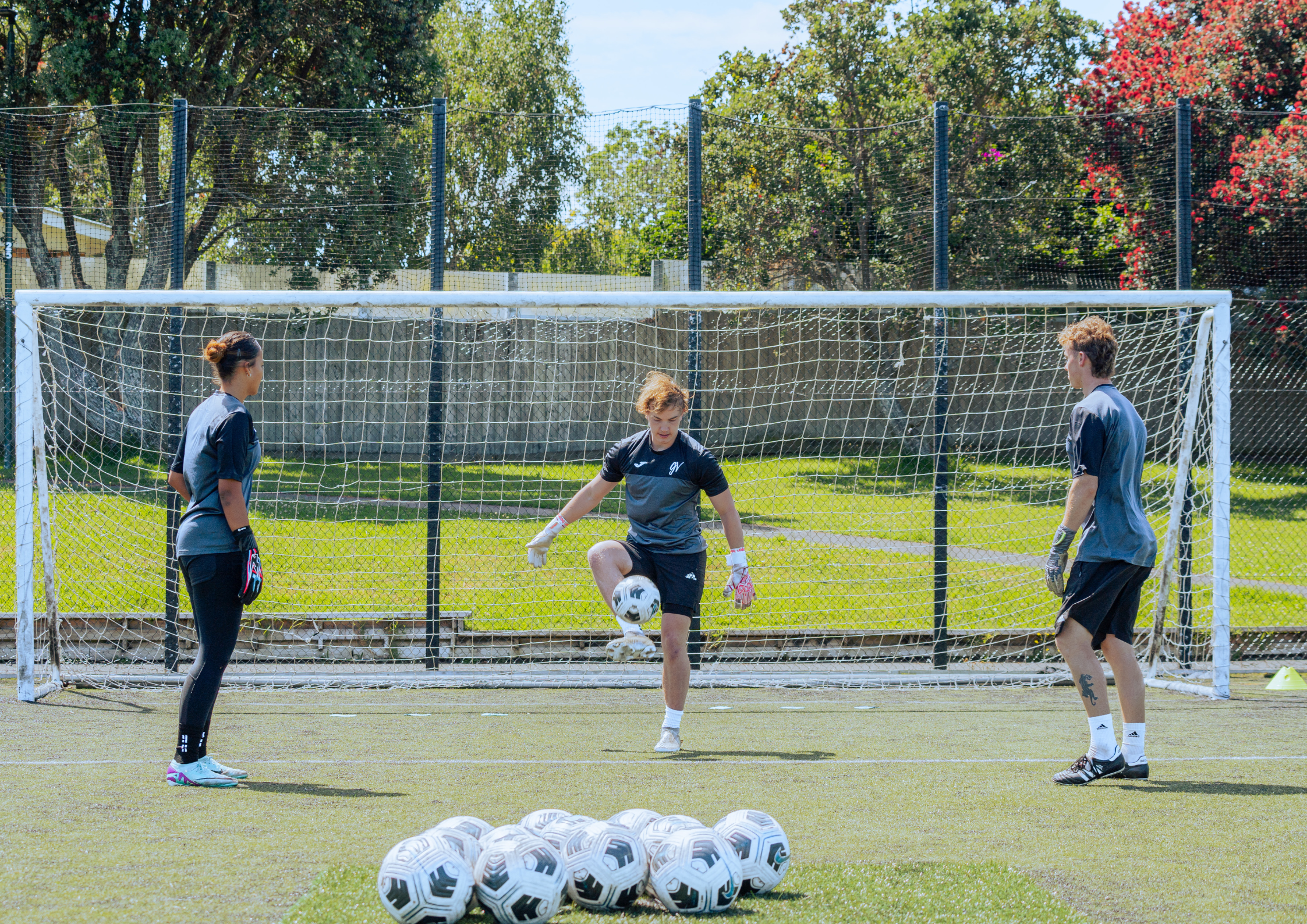 goalkeepers juggling at training