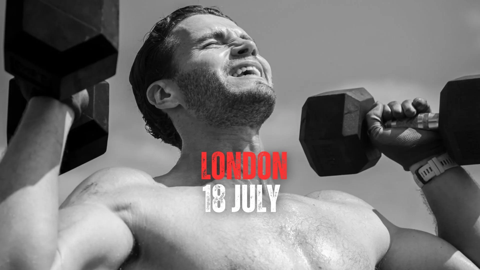 Male Athlete with dumbbells Deadly Dozen London
