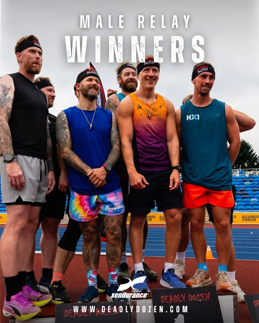 💀 Deadly Dozen Birmingham &ndash; Male Relay Winners 💀

Strong performances across the board in the Male Relay at Alexander Stadium. Congratulations to the top three teams:

🥇 HX1 Big Dawgs &ndash; 39:57 (30&ndash;39)
🥈 Barbell Training Co. &ndas
