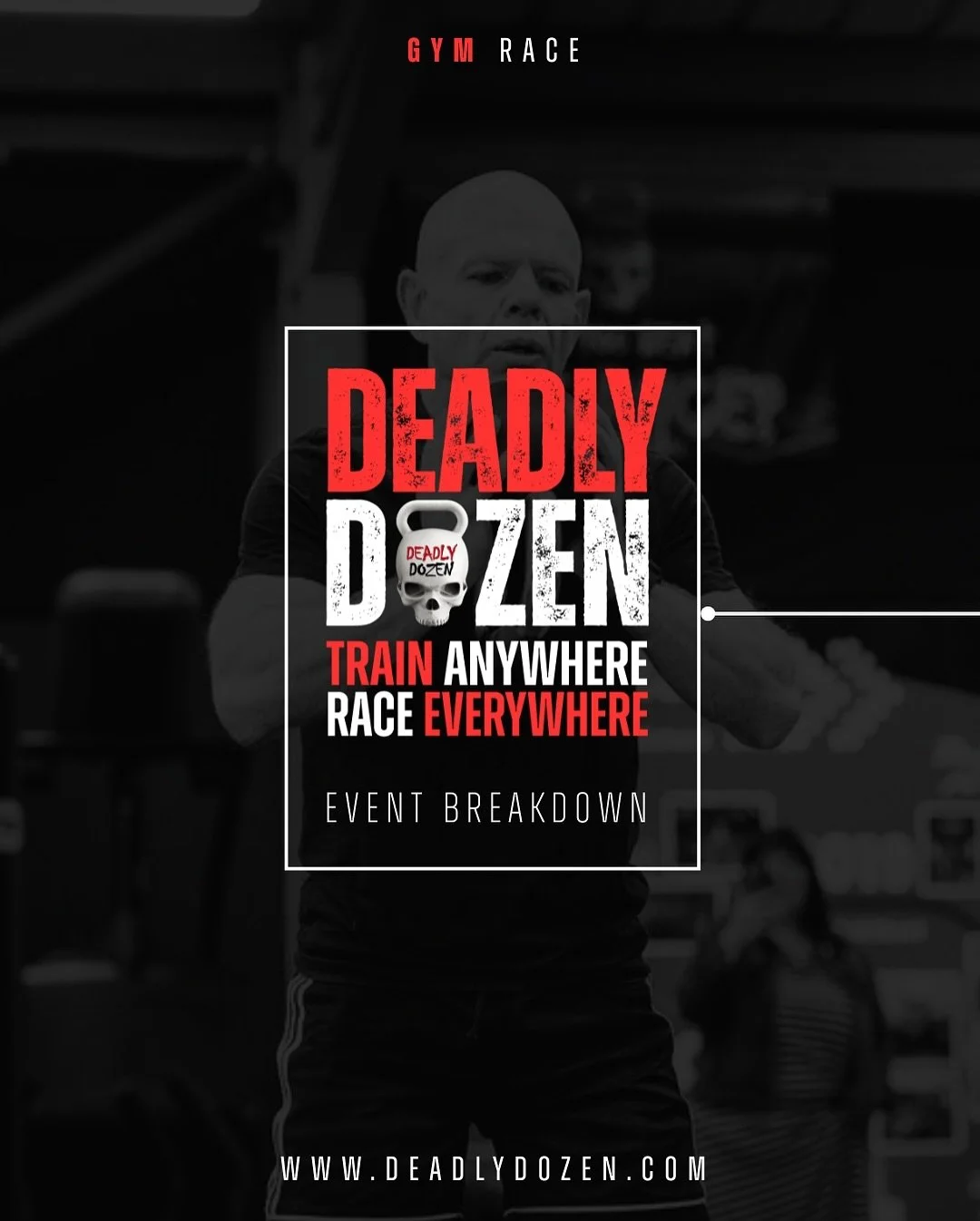 We devised the race to be the most accessible form of fitness racing. Our gym races were crafted with the same intention.

Try the following and let us know which one is the toughest.

Deadly Dozen Gym Affiliates will be your stopping point to compet