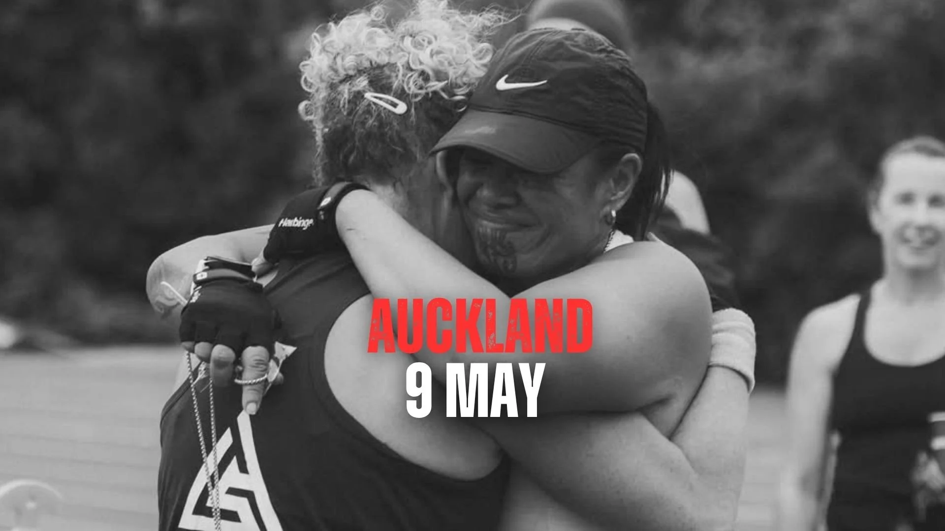 two athletes embracing at deadly dozen oceania champs