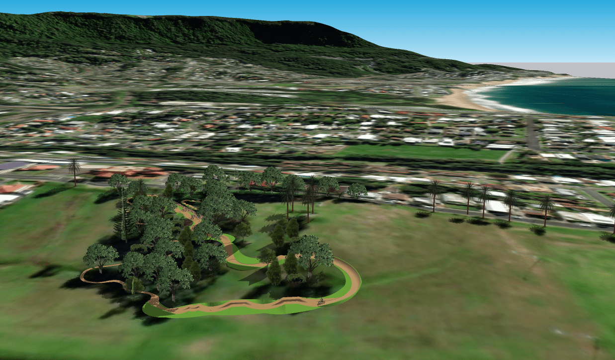 Bulli Park trail during the design process, as well as images after completion.
