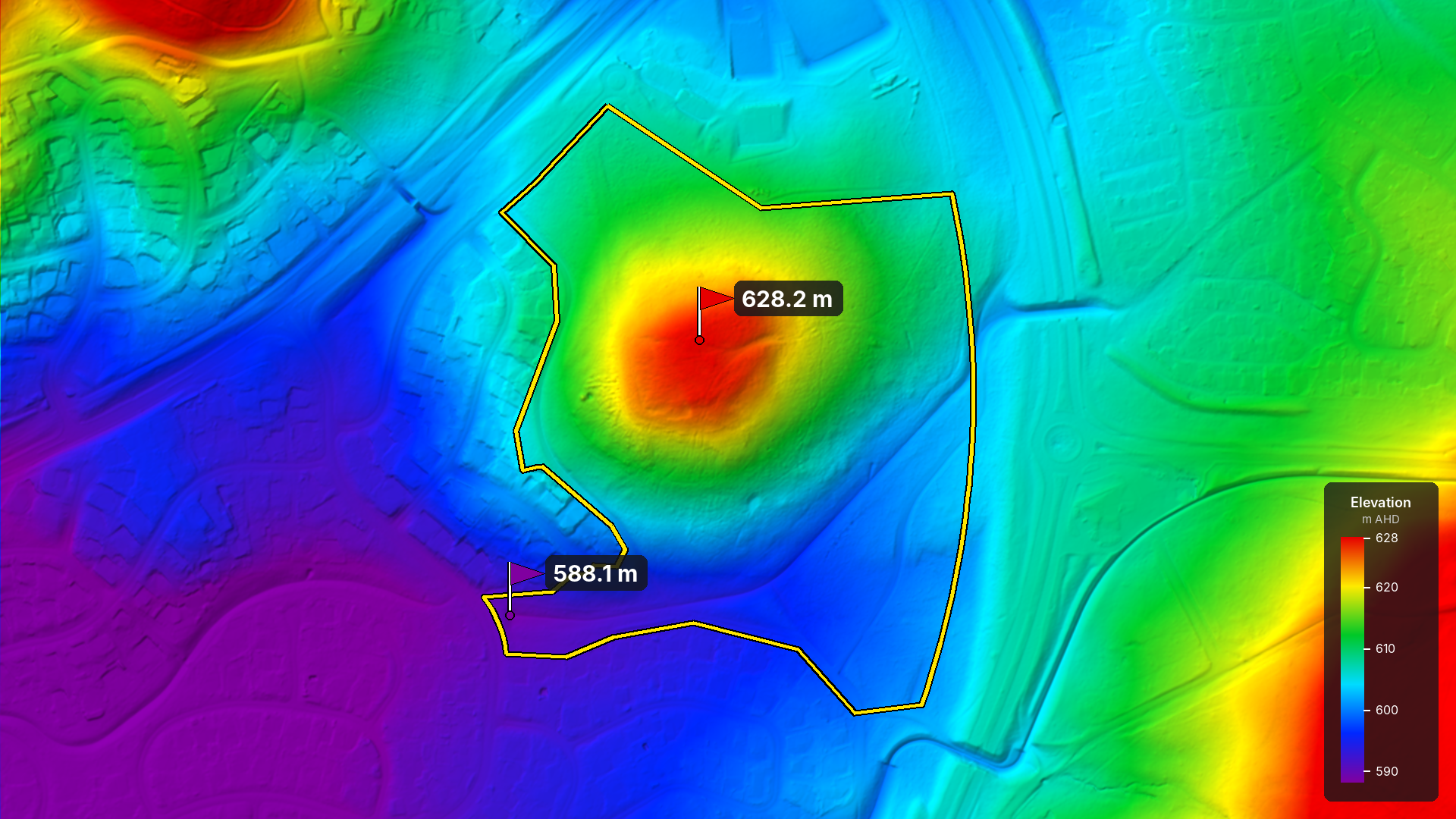 Height map of the 265 Tuggeranong project site, Gordon ACT