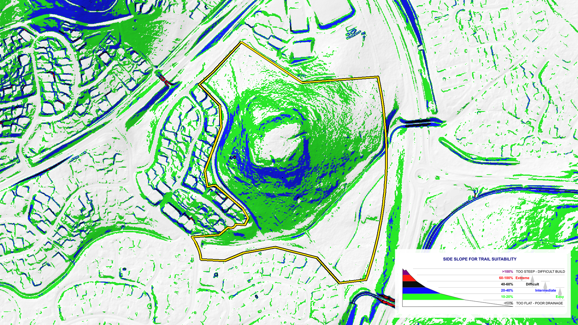 Side slope suitability map of the 265 Tuggeranong project site