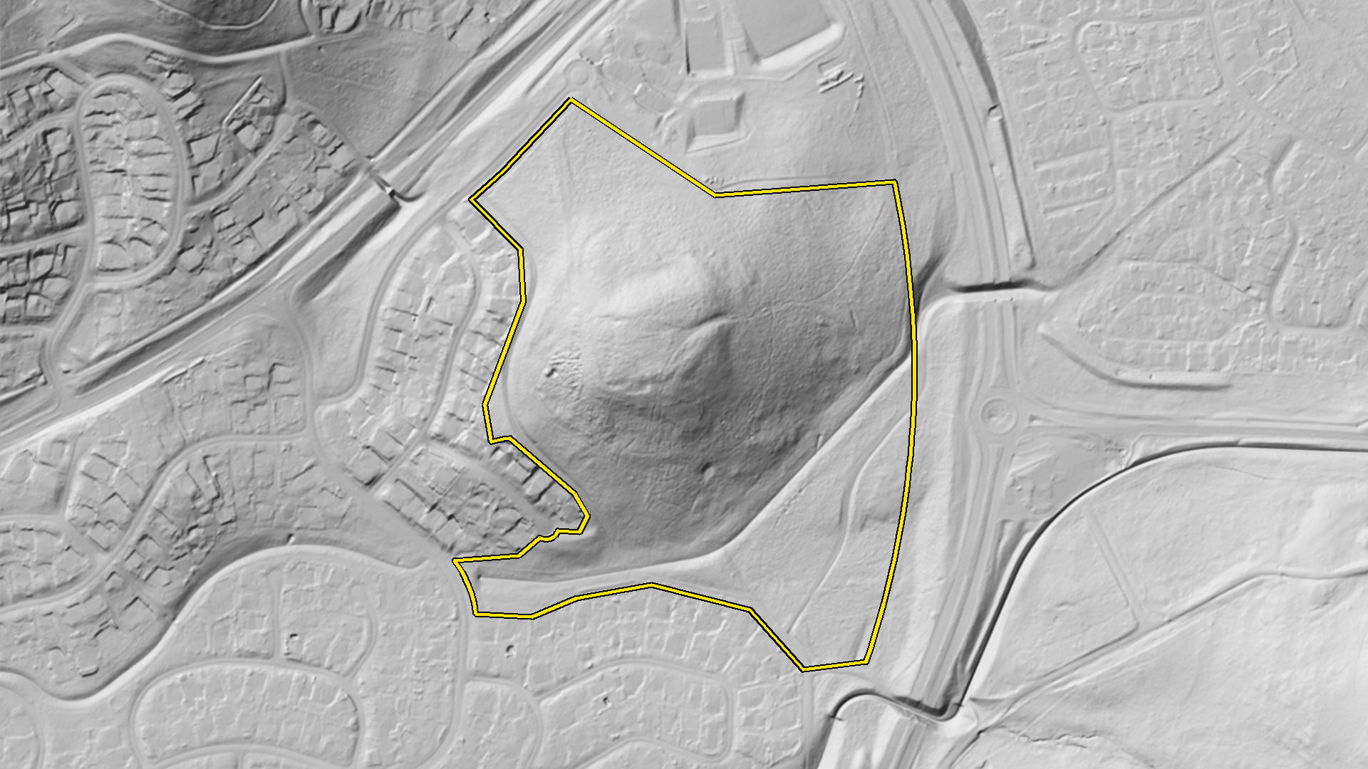 LiDAR hillshade terrain model of the 265 Tuggeranong project site