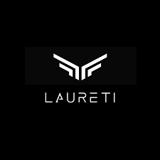Laureti logo with stylized wings above the name on a black background.