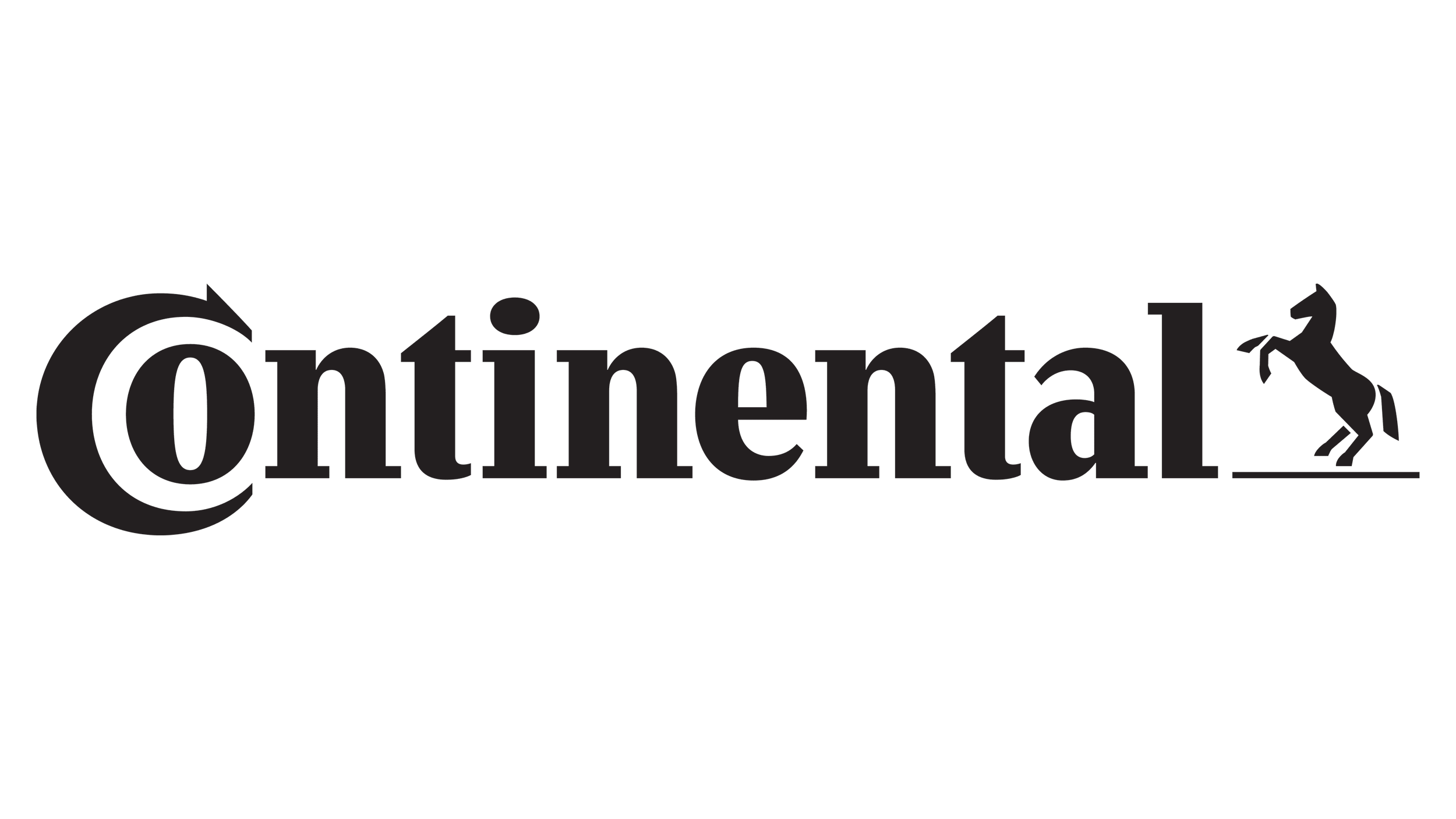 Black logo with the word 'Continental' in bold letters, with a stylized horse head to the right of the text.