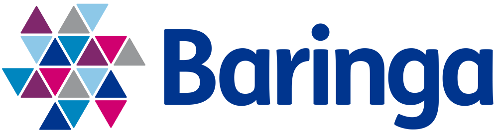 Logo with geometric shapes and the word 'Baringa' in bold blue text.