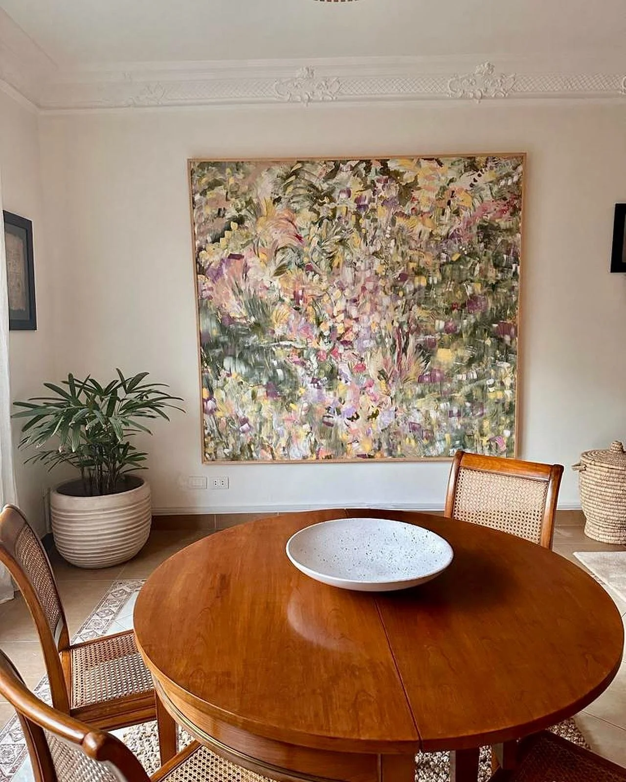 &lsquo;Floral Fusion&rsquo;, 2023, acrylic &amp; oil on canvas, 200cm x 200cm. Beautifully presented in its new home in Cairo, Egypt. Feeling very happy #artist #artwork #australianart #painting #abstractart #abstractlandscape #architecturaldigest #a