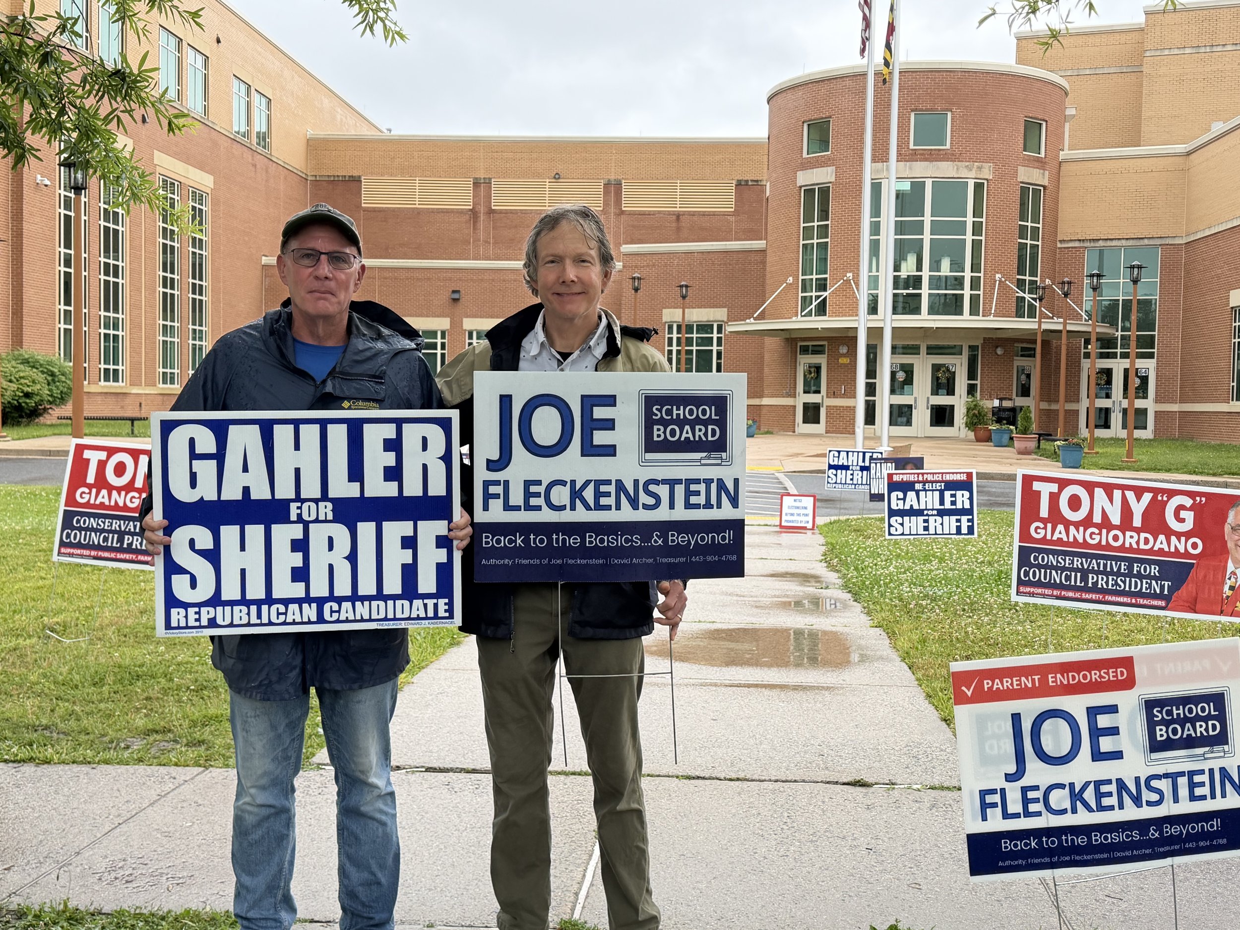 Jack Simpson and Michael Peters canvass for Sheriff Jeff Gahler and Joe Fleckenstein.