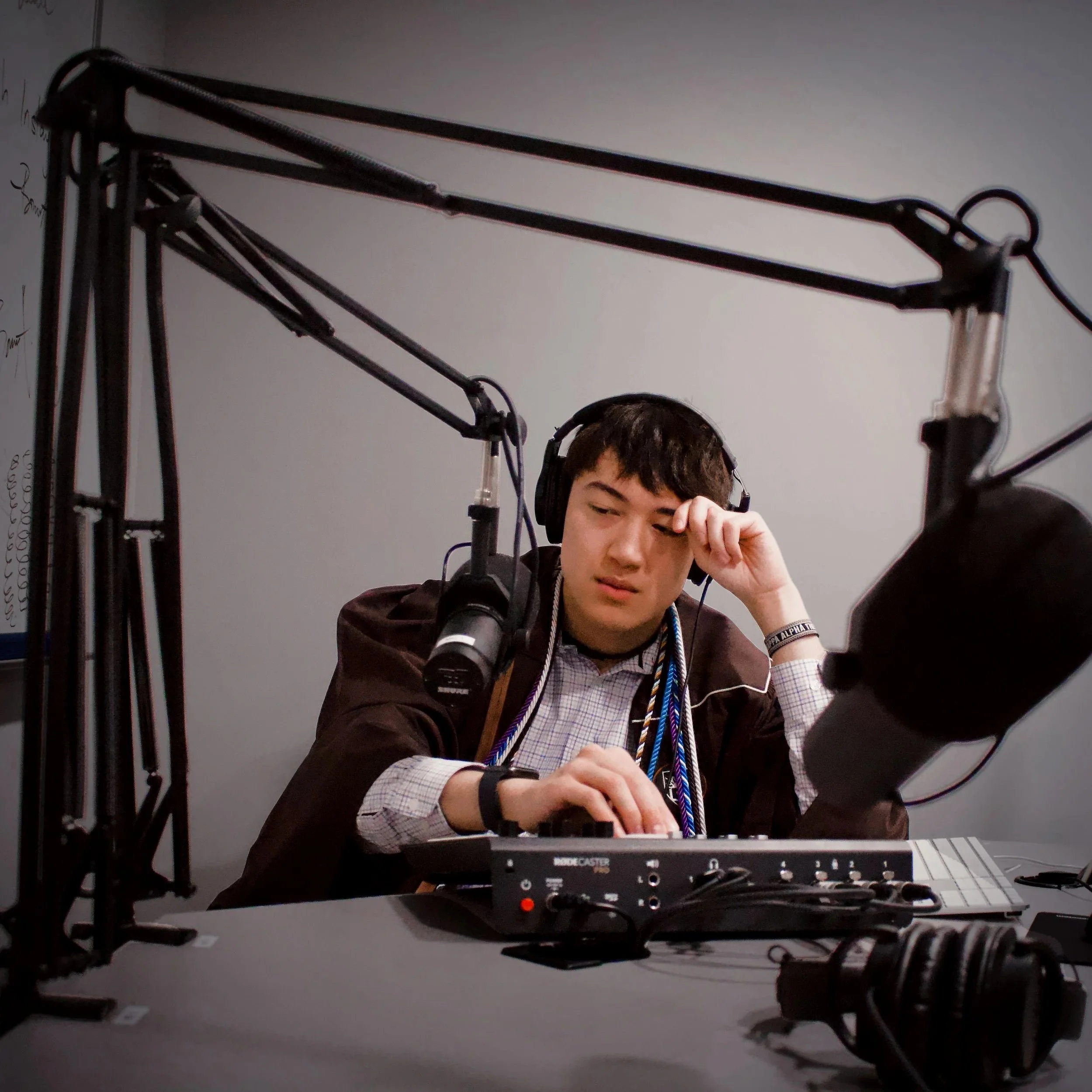 Luke Kaiser at his radio studio.