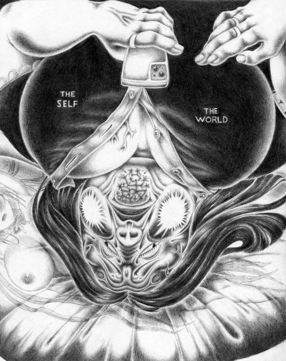 Graphite drawing 'Still Life' by Minha Lee, printed at IMPRESO