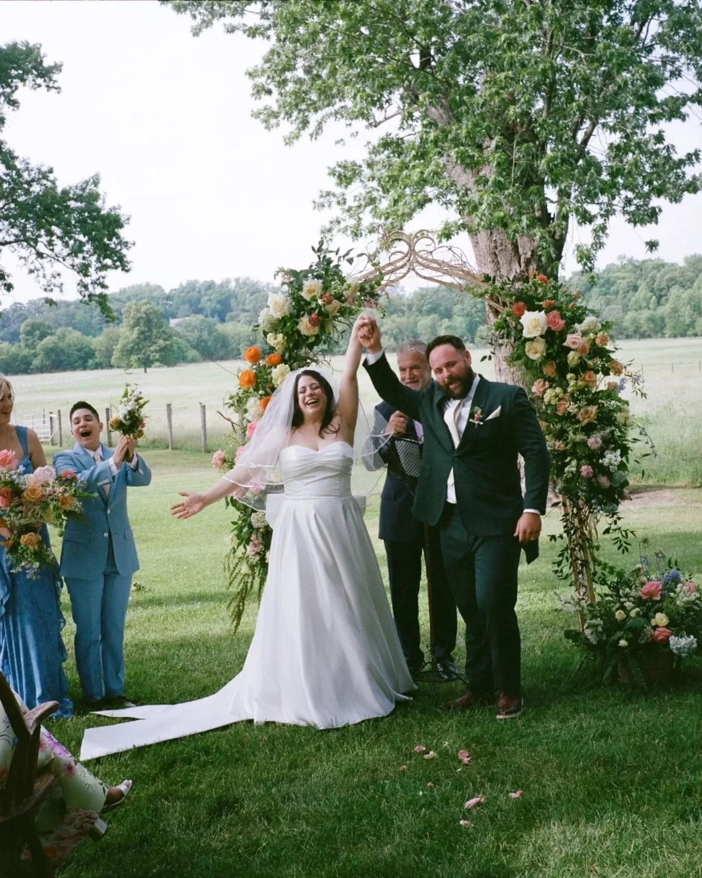 A perfect early June day with Olivia + Nick on film 🤍
Venue: @locusthall 
.
.
.
#phillywed #philadelphiaweddingphotography #2027bride #2028bride #njweddingphotographer